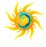 A yellow sun with the name of rosine gibson.