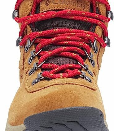 A close up of the laces on a pair of hiking boots